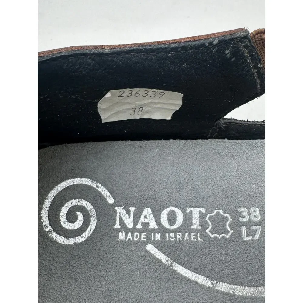 Naot Papaki Black & Cinnamon Leather Comfort Sandals Women's Sz 7 - Picture 9 of 10